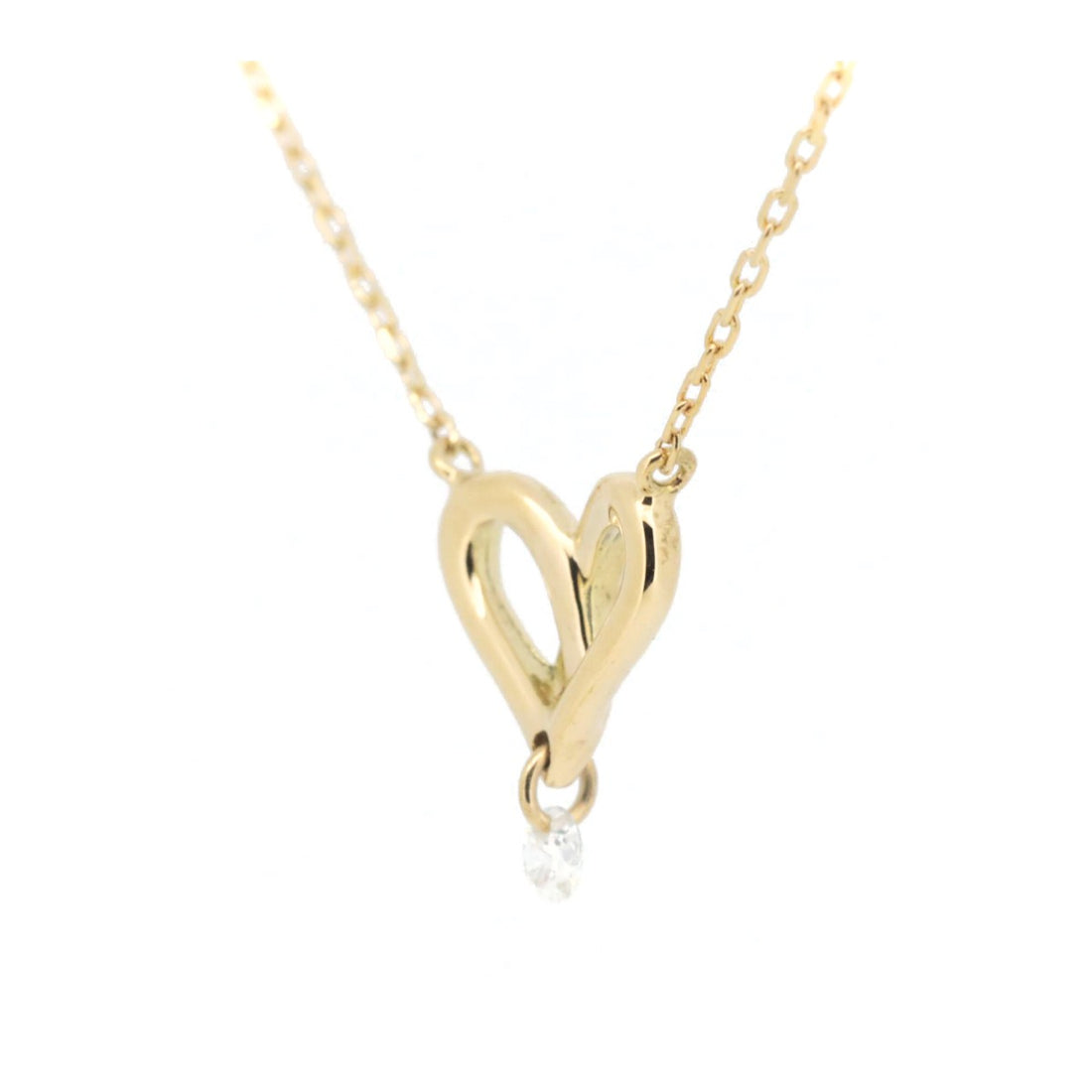 K18YG Yellow Gold Heart Necklace VC1388010100 in Great Condition