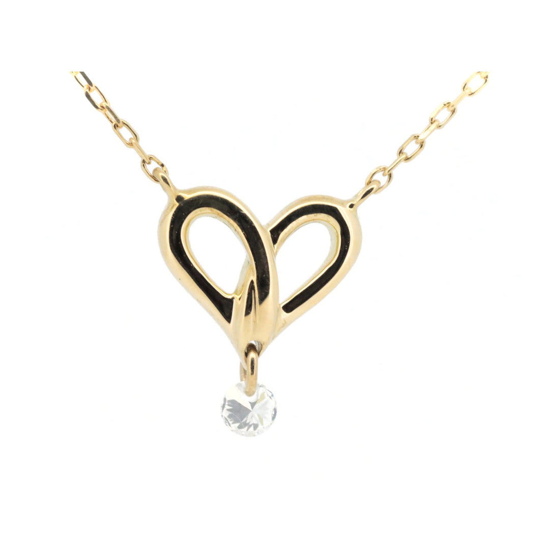 K18YG Yellow Gold Heart Necklace VC1388010100 in Great Condition