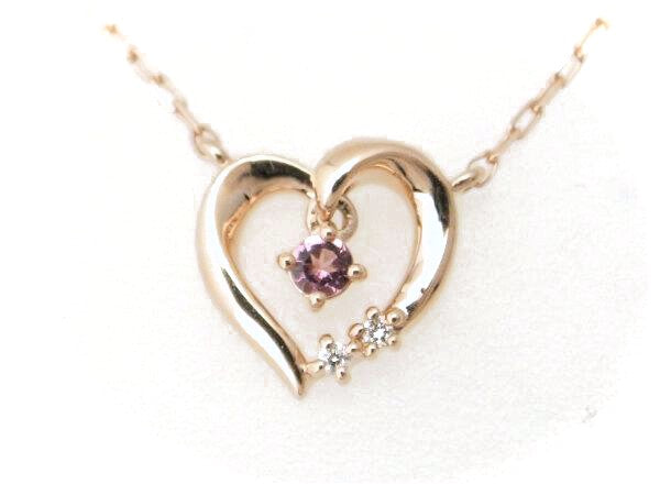 K10PG Pink Gold Pink Sapphire Diamond Necklace in Great Condition