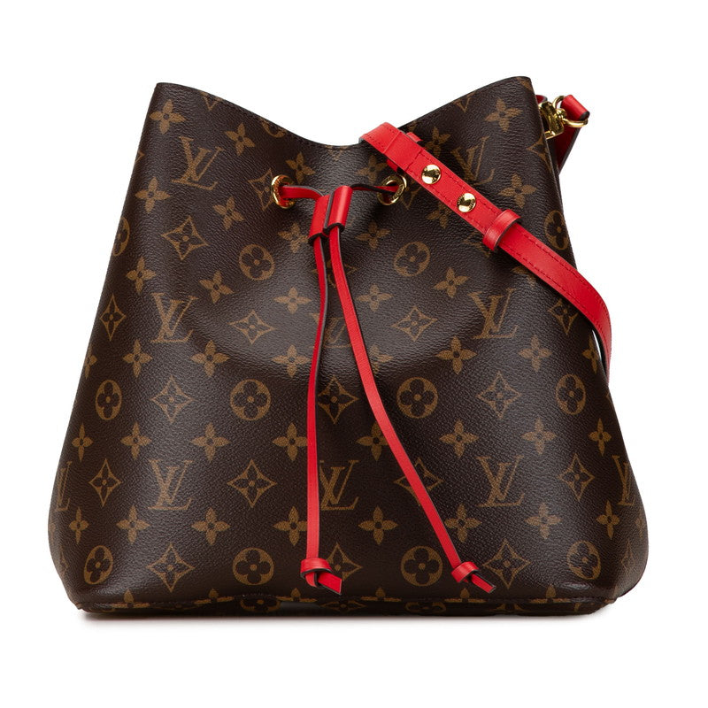 Louis Vuitton Monogram NeoNoe Shoulder Bag M44021 Red Brown PVC Leather in Great Condition