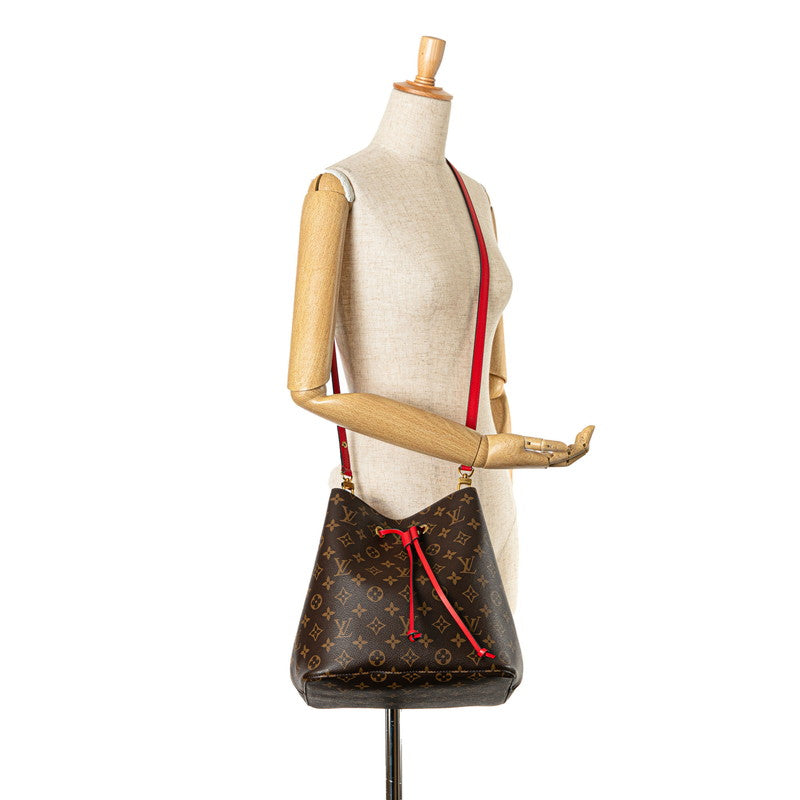 Louis Vuitton Monogram NeoNoe Shoulder Bag M44021 Red Brown PVC Leather in Great Condition