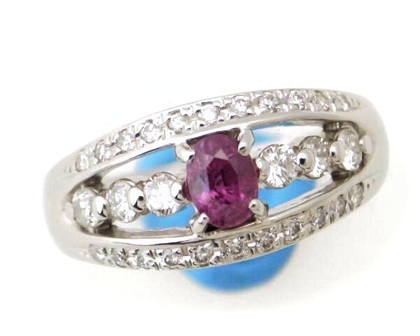 Pre-owned PT900 Platinum Ruby Diamond Ring Size 21 in Great Condition