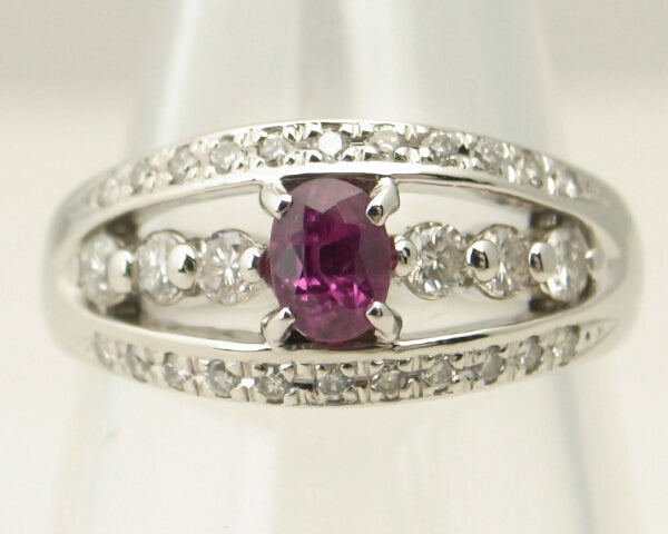 Pre-owned PT900 Platinum Ruby Diamond Ring Size 21 in Great Condition