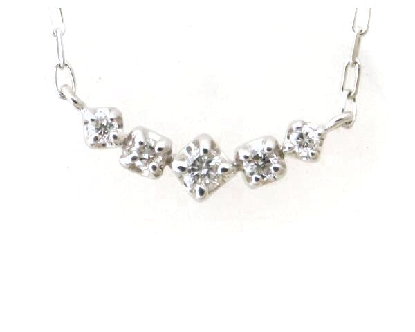 K18WG Diamond Necklace 0.05ct White Gold in Great Condition