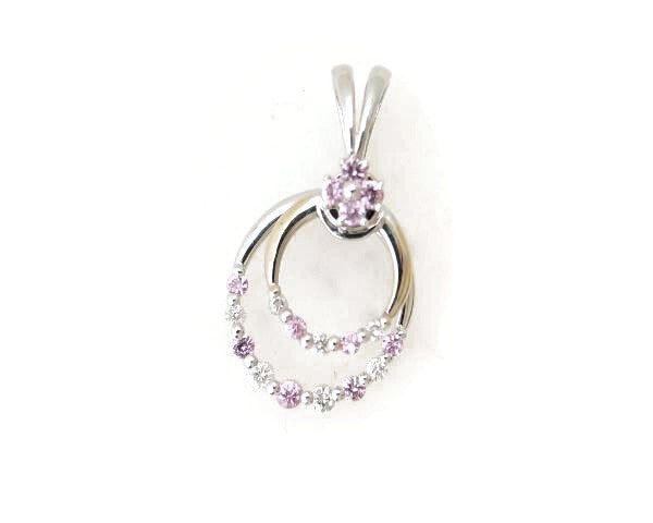 K18WG Pink Sapphire Diamond Pendant 0.40 0.20 in Great Condition