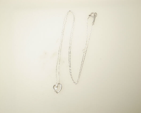 4℃ Heart White Stone Necklace K10WG White Gold 111646123211 in Great Condition