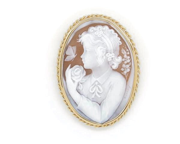 Antonio Guaracino Shell Cameo Brooch K18YG/PT900 in Great Condition