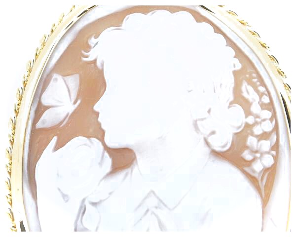 Antonio Guaracino Shell Cameo Brooch K18YG/PT900 in Great Condition