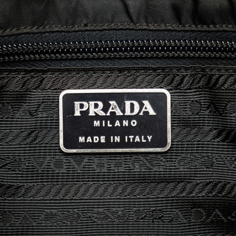 Prada Nylon Leather Triangle Logo Shoulder Bag