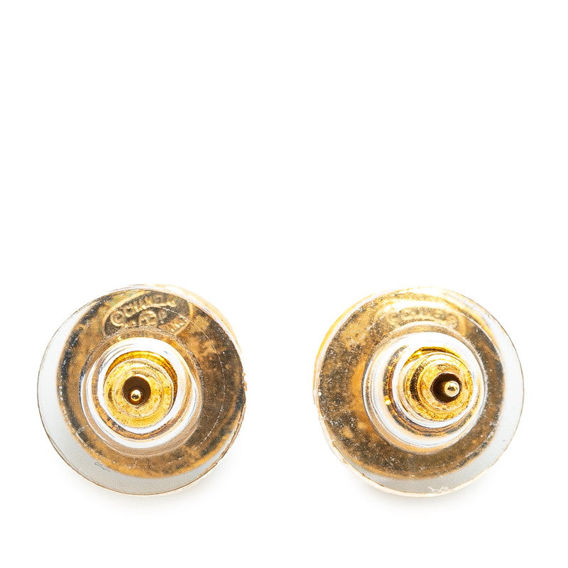 Chanel Vintage Coco Mark Earrings Gold Plastic