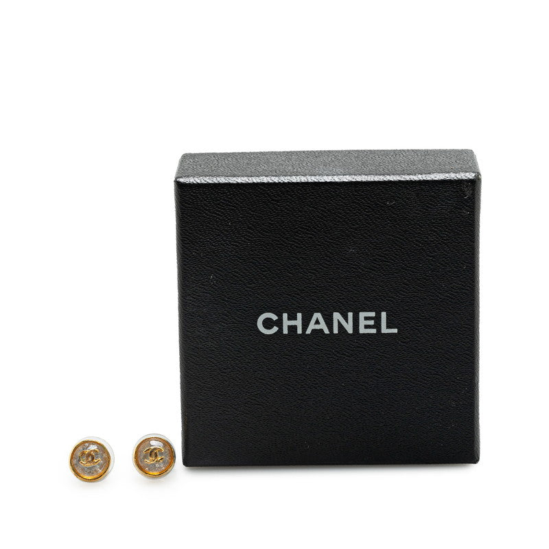 Chanel Vintage Coco Mark Earrings Gold Plastic