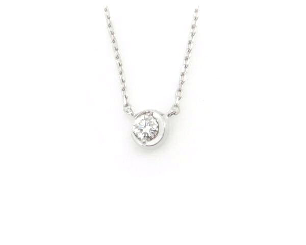 K18WG Diamond Moon Setting Necklace 0.04ct White Gold in Great Condition