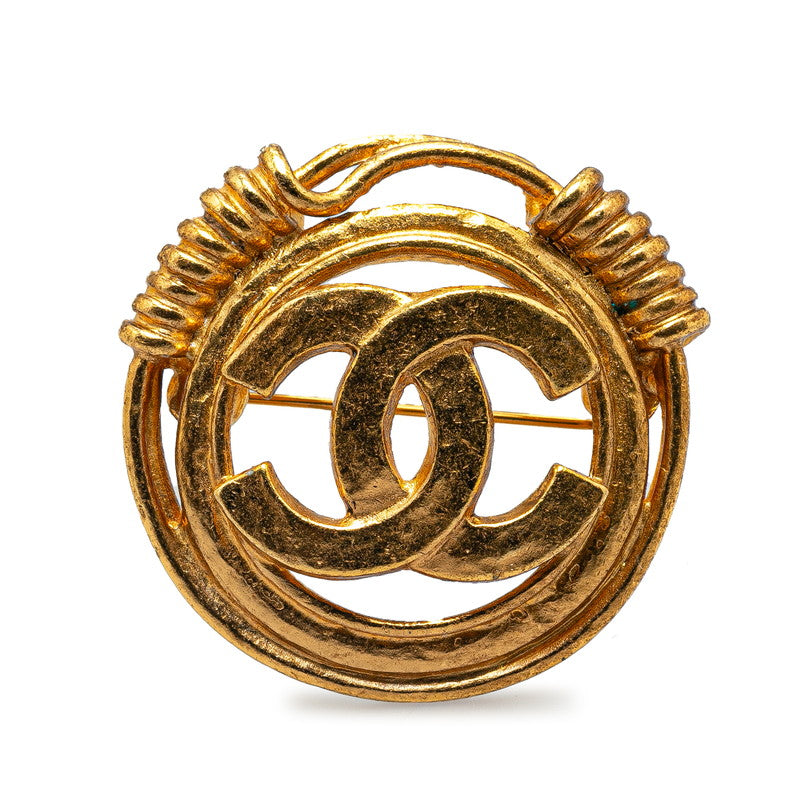 Chanel Vintage Coco Mark Gold Plated Brooch in Very Good Condition