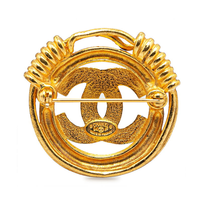 Chanel Vintage Coco Mark Gold Plated Brooch in Very Good Condition