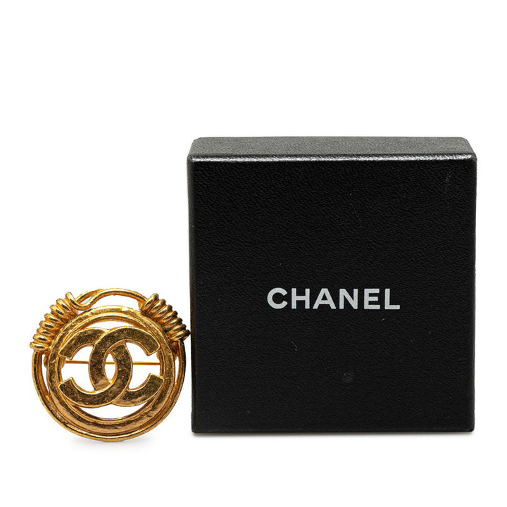 Chanel Vintage Coco Mark Gold Plated Brooch in Very Good Condition