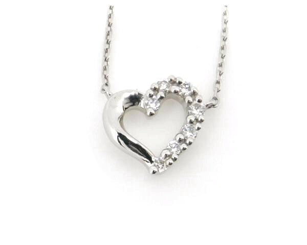 Pre-owned 4℃ Diamond Necklace Heart Motif PT850 Platinum in Great Condition