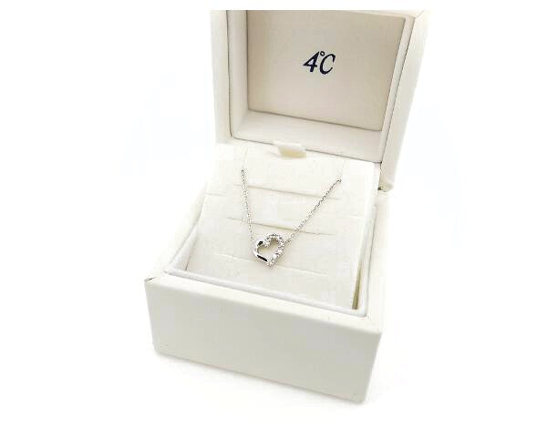 Pre-owned 4℃ Diamond Necklace Heart Motif PT850 Platinum in Great Condition