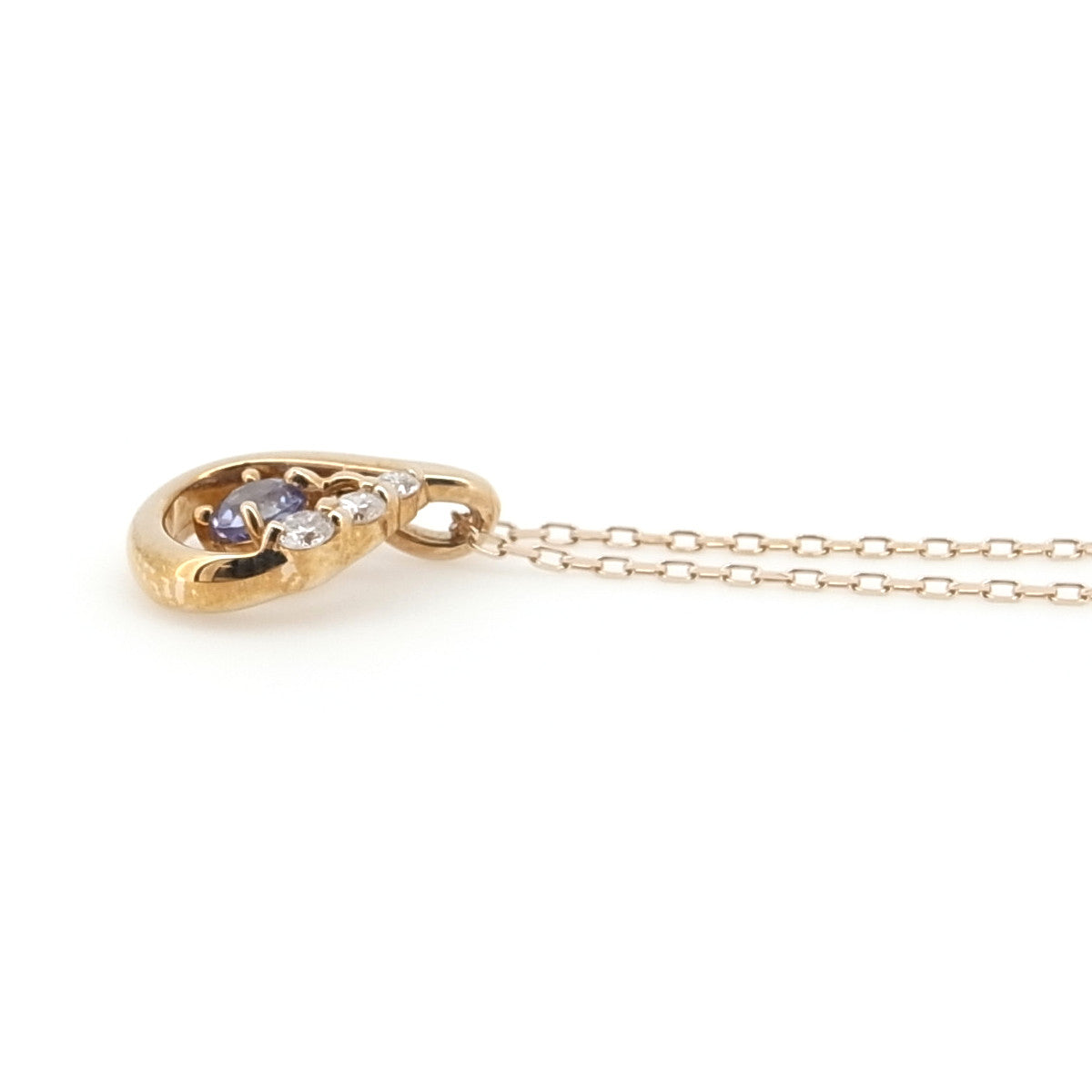 K18PG Diamond Necklace with Colored Stones, 18K Pink Gold