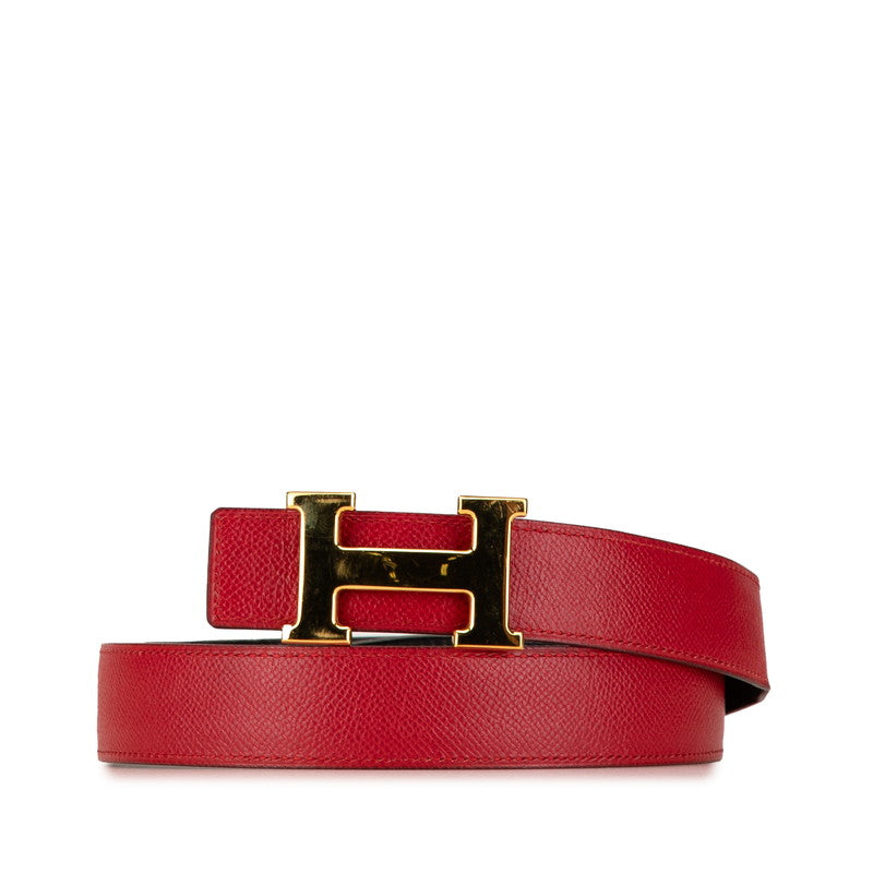 Hermes H Constance Leather Belt Red Black