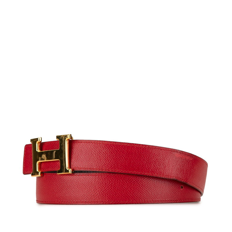 Hermes H Constance Leather Belt Red Black