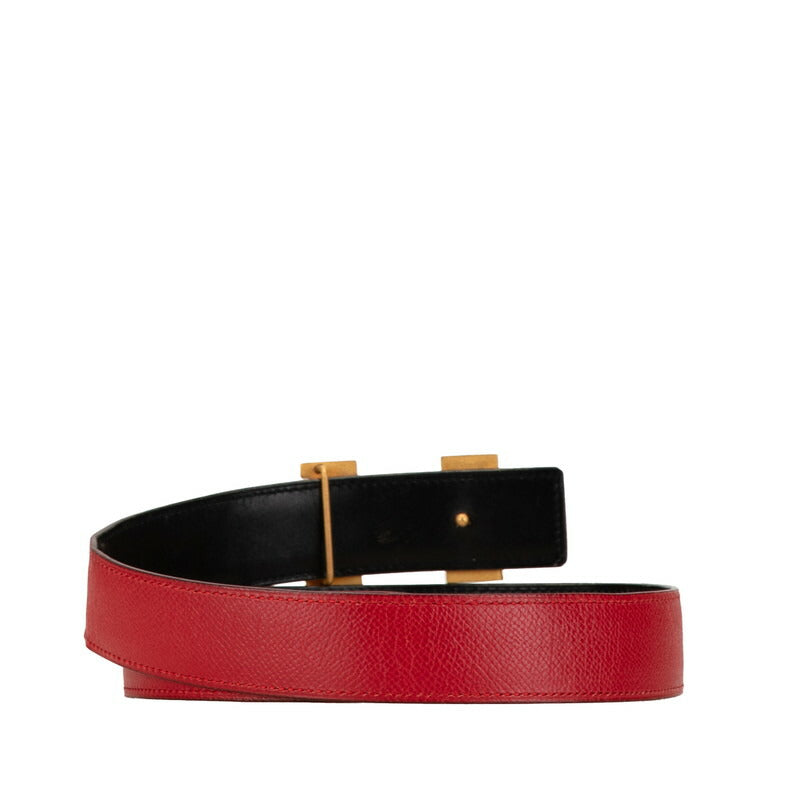 Hermes H Constance Leather Belt Red Black