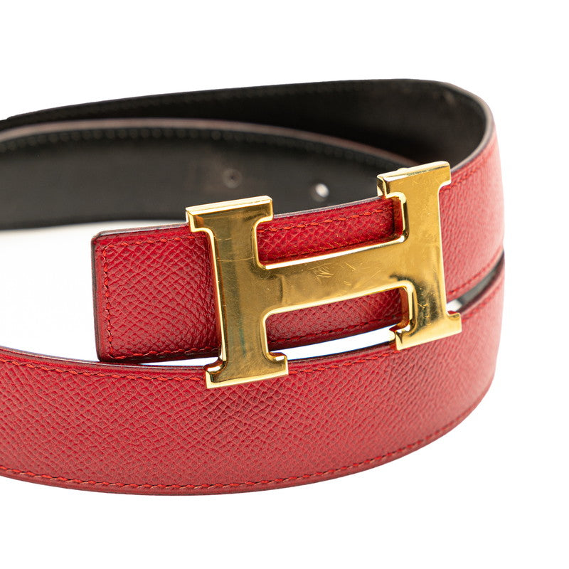 Hermes H Constance Leather Belt Red Black