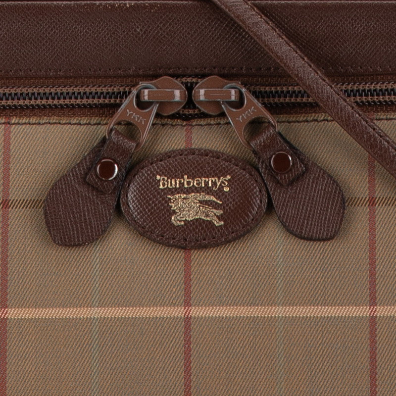 Burberry Check Canvas Leather Shoulder Bag