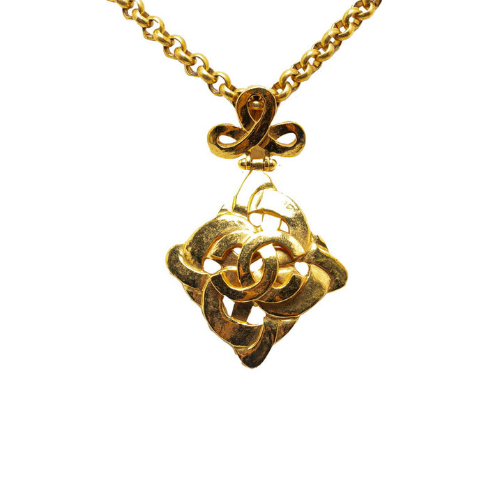 Chanel Vintage Coco Mark Rhombus Chain Necklace Gold Plated