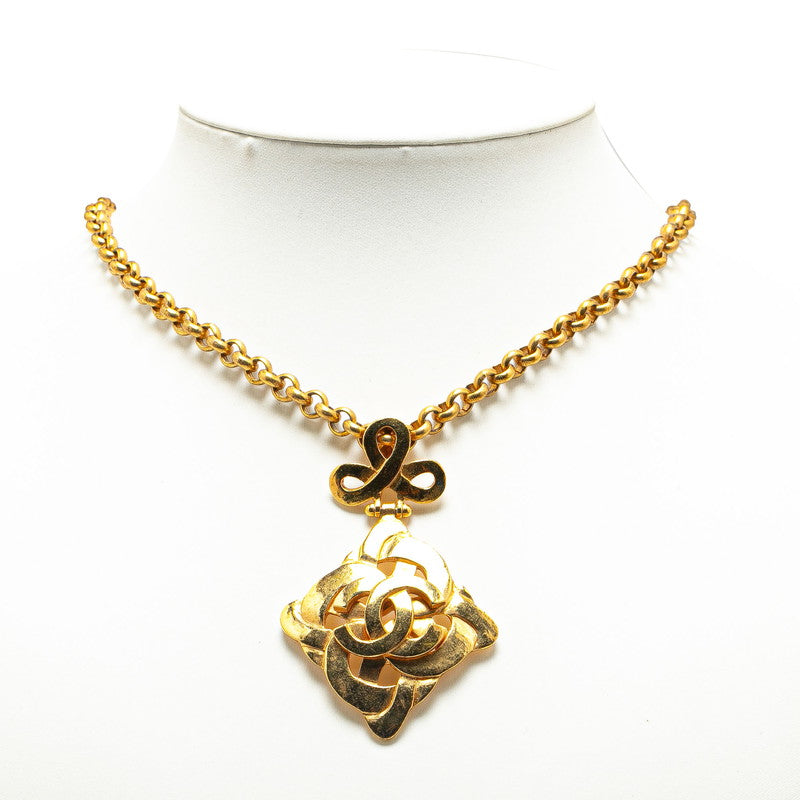 Chanel Vintage Coco Mark Rhombus Chain Necklace Gold Plated in Great Condition