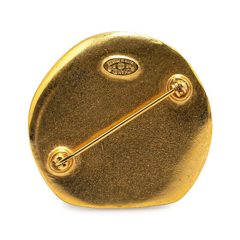 Chanel Vintage Coco Mark Brooch Gold Plated