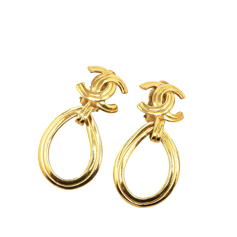 Chanel Vintage Coco Mark Gold Plated Earrings in Very Good Condition