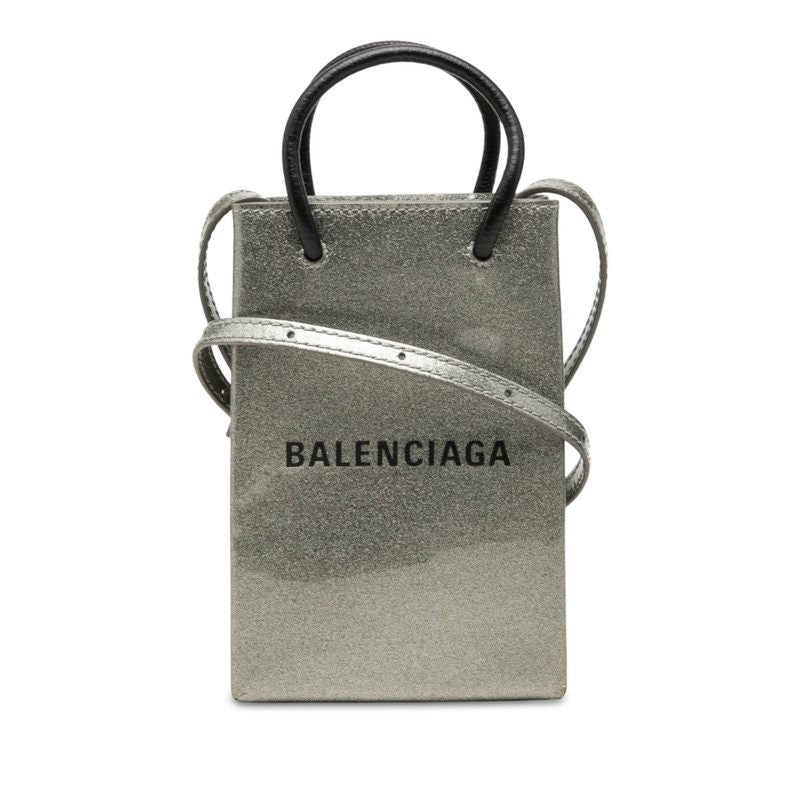Balenciaga Shopping Patent Leather Phone Shoulder Bag