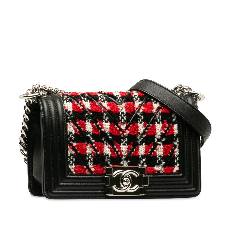 Chanel Boy Tweed Leather Small Chain Bag