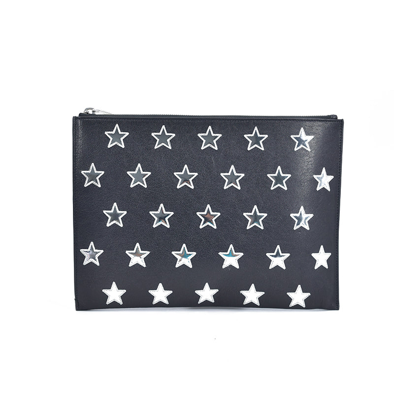 Leather Star Patch Clutch Bag