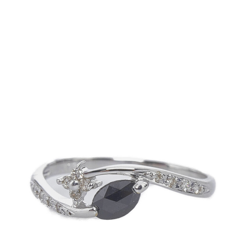[LuxUness]  Black Diamond 0.27ct, Diamond 0.12ct, Women's Ring, Size 13, White Gold K18WG (Pre-owned) Metal Ring in