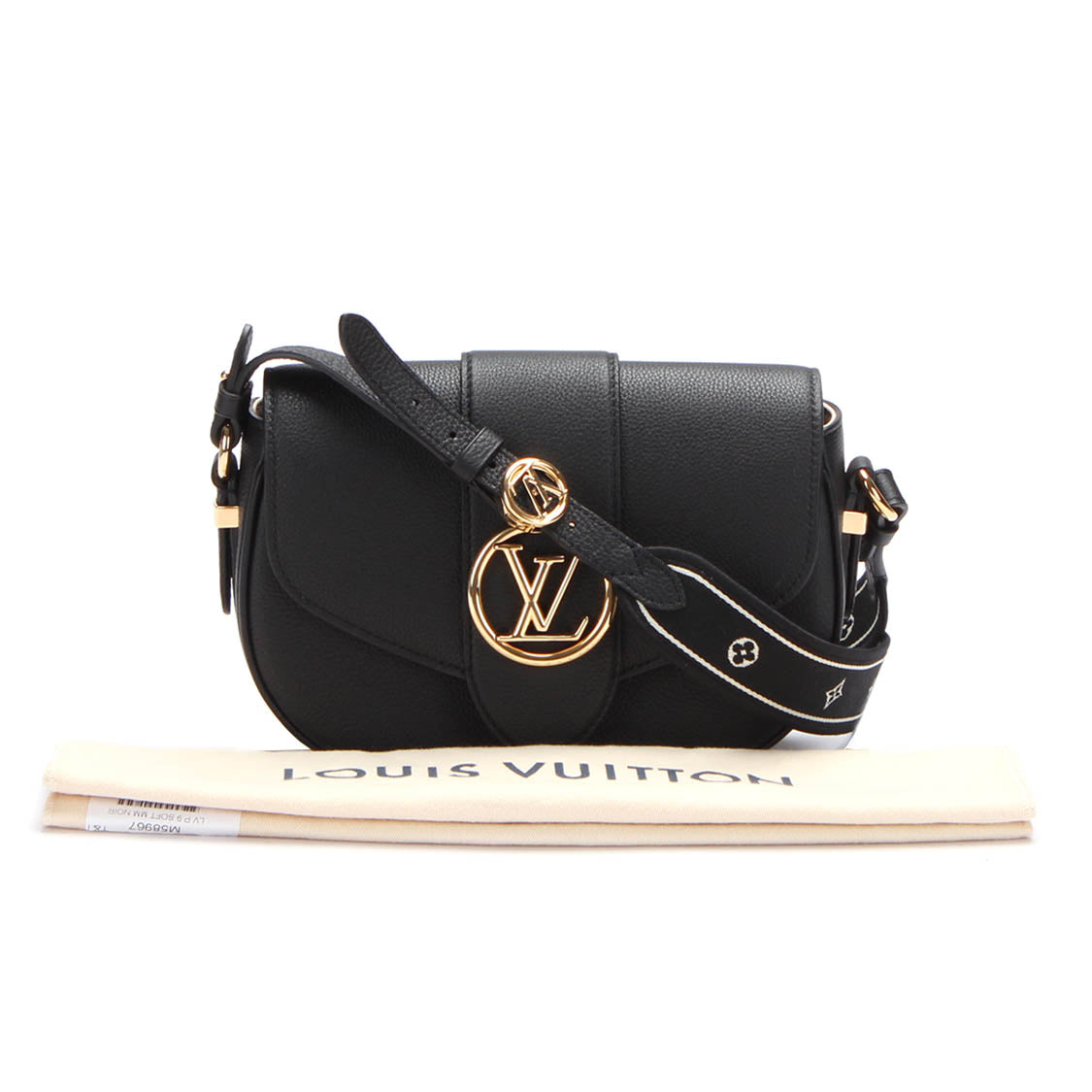Louis Vuitton Black Calfskin Leather LV Pont 9 Soft mm Bag