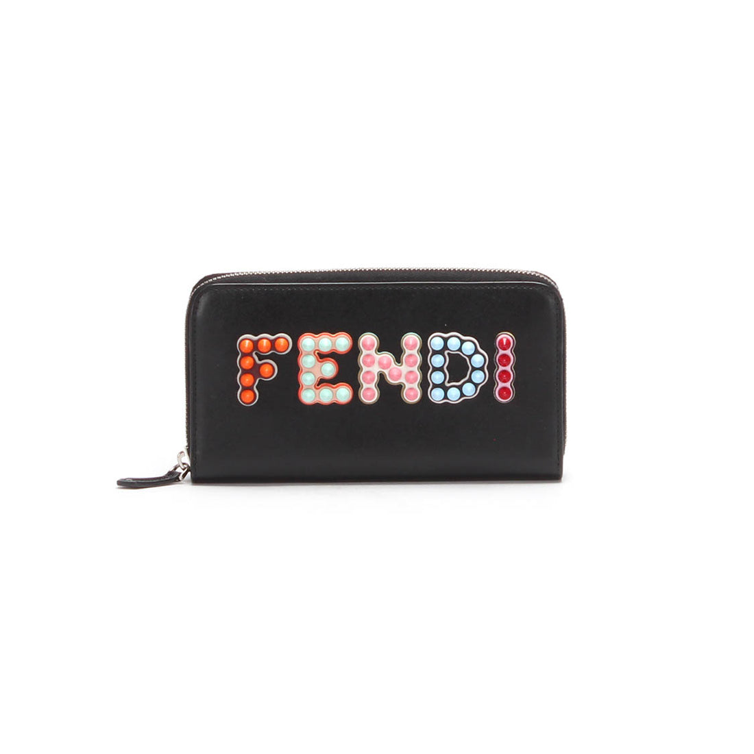 Leather Fun Fair Studded Zip Around Wallet