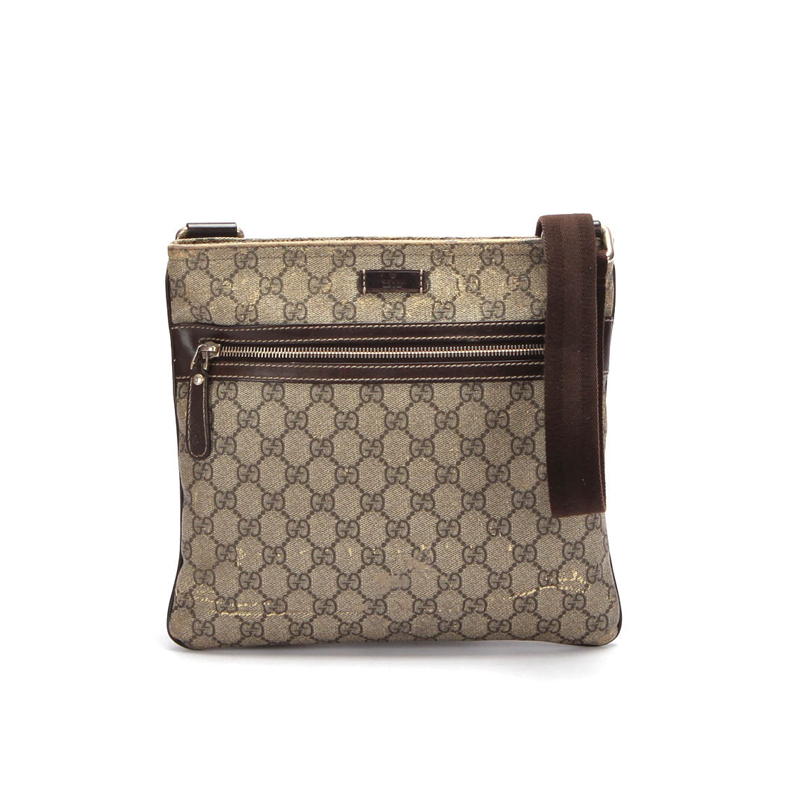 Gucci GG Supreme Flat Messenger Bag Canvas Crossbody Bag 295257 in Fair condition
