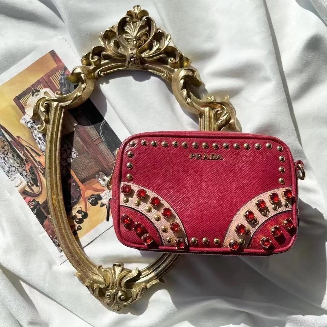 Saffiano Embellished Camera Bag