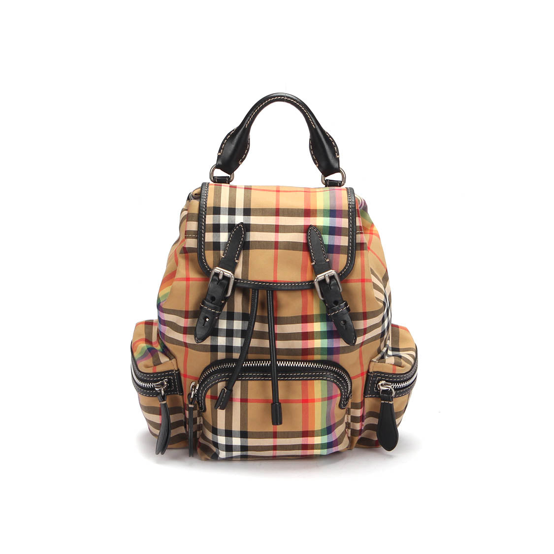Vintage Check Rainbow Canvas Backpack