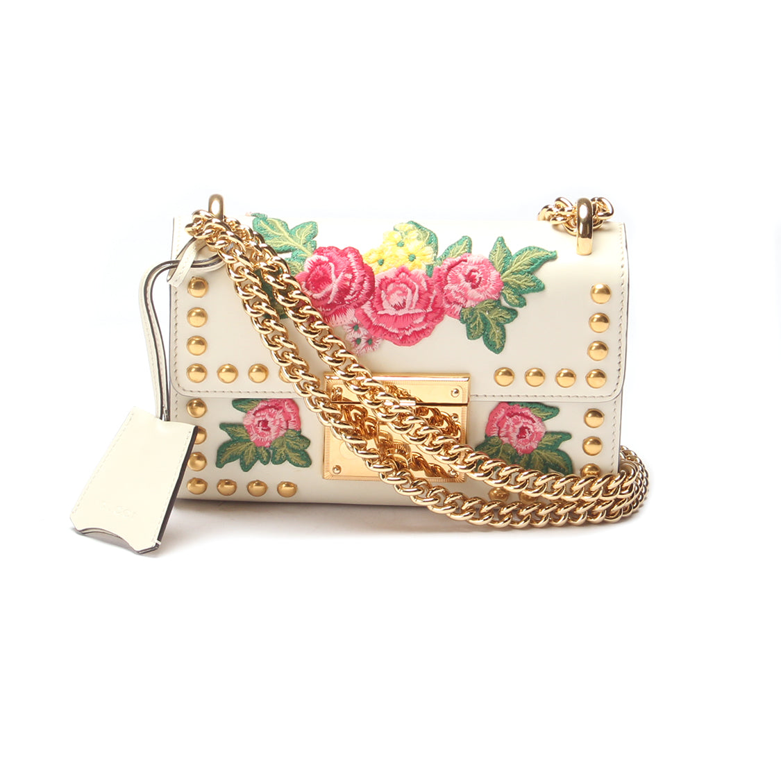 Floral Studded Padlock Shoulder Bag