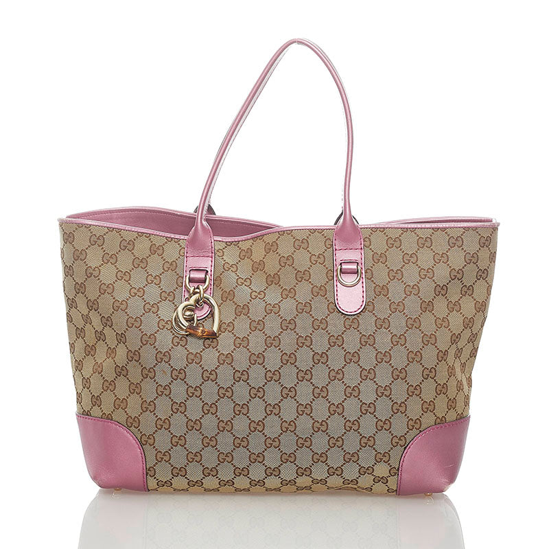 GG Canvas Heart Bit Tote 269956