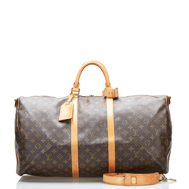 Louis Vuitton Monogram Keepall Bandouliere 55 Canvas Travel Bag in Good condition