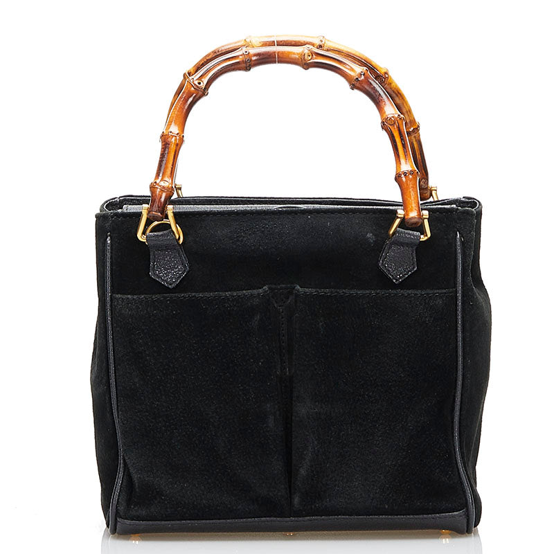 Suede Bamboo Handle Bag 000 122 0316