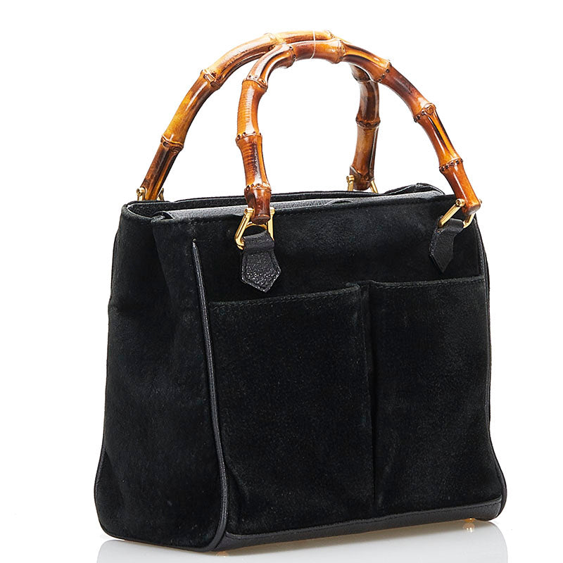 Suede Bamboo Handle Bag 000 122 0316