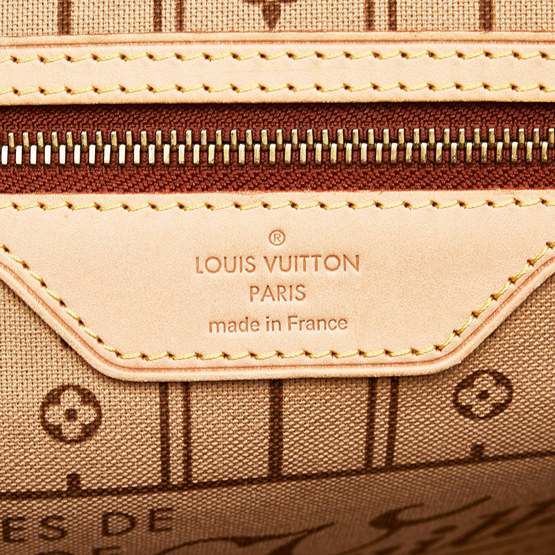 Auth Louis Vuitton Monogram Neverfull MM Tote Bag Brown M40156