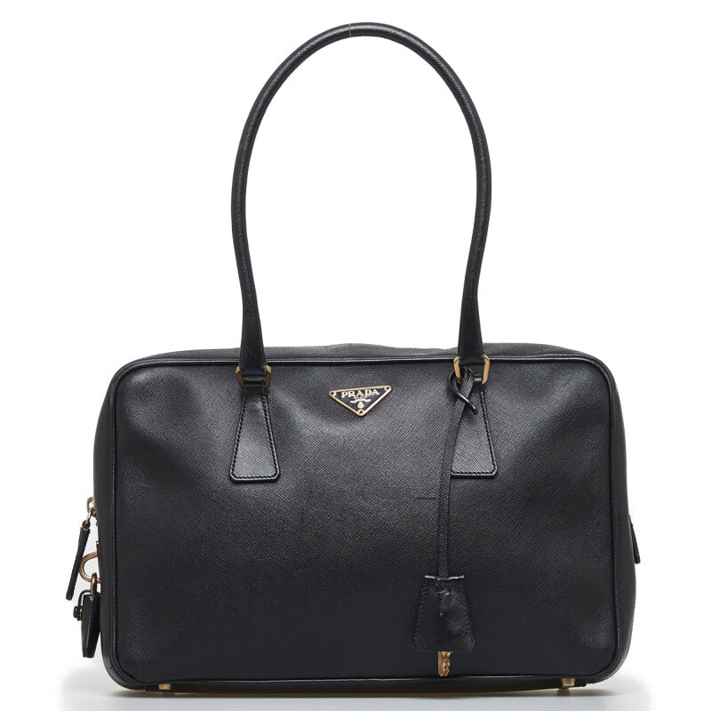 Prada Saffiano Lux Black Medium Satchel Handbag