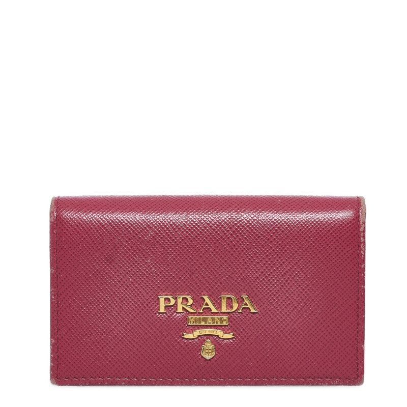 Prada Saffiano Leather Bifold Card Holder Leather Card Case in Fair condition
