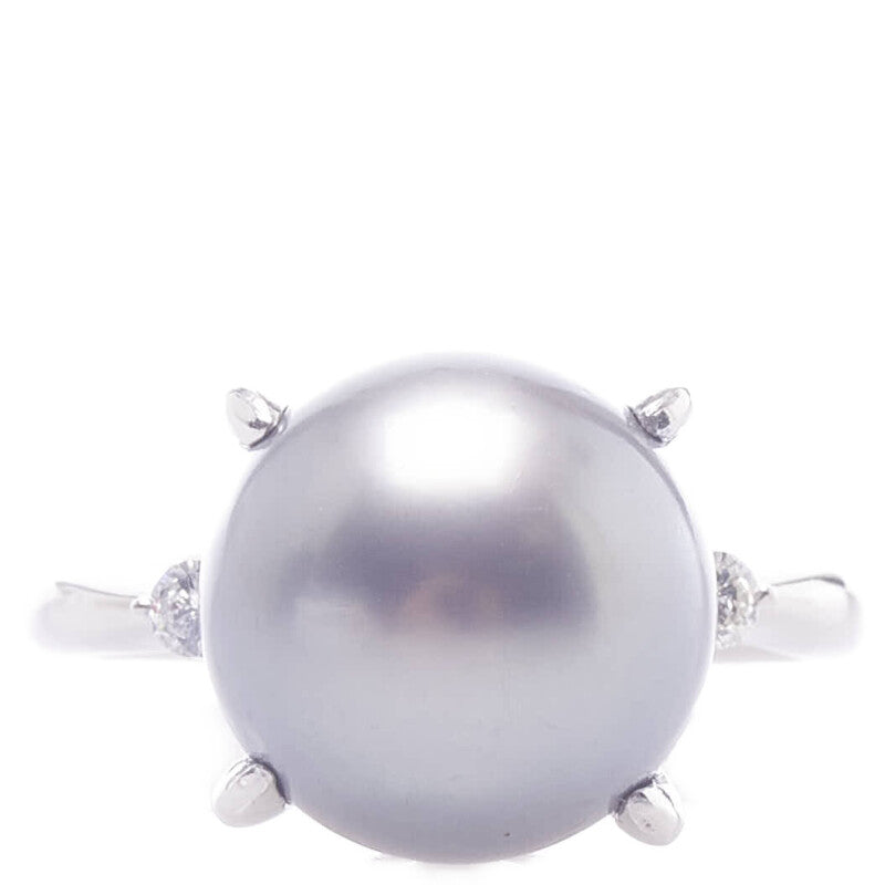 Platinum Pearl Diamond Accent Ring