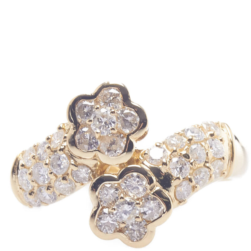 [LuxUness] 18K Diamond Flower Ring Metal Ring in Excellent condition